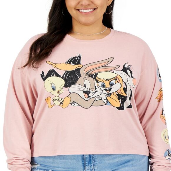 Love Tribe Looney Tunes Long-sleeve Graphic T-shirt Pale Mauve - Picture 2 of 3
